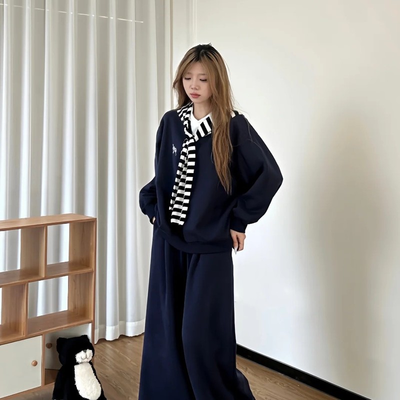 慵懒假两件卫衣女2025新款爆款秋季披肩长裤三件套家居服外穿战袍|undefined