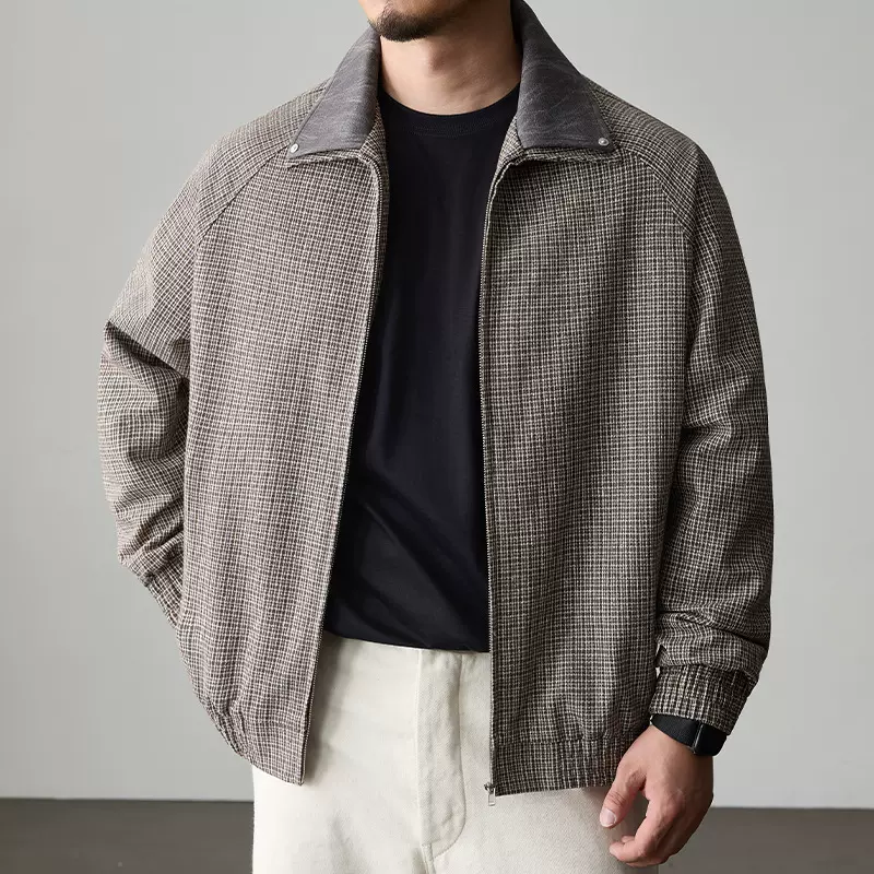 厂家春秋季新款大码源头工厂痞帅休闲夹克翻领小香风轻商务外套男