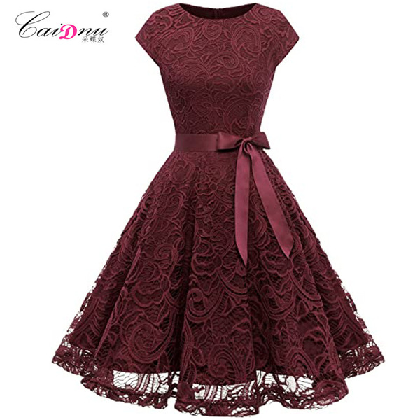 Elegant retro lace long skirt with a round collar