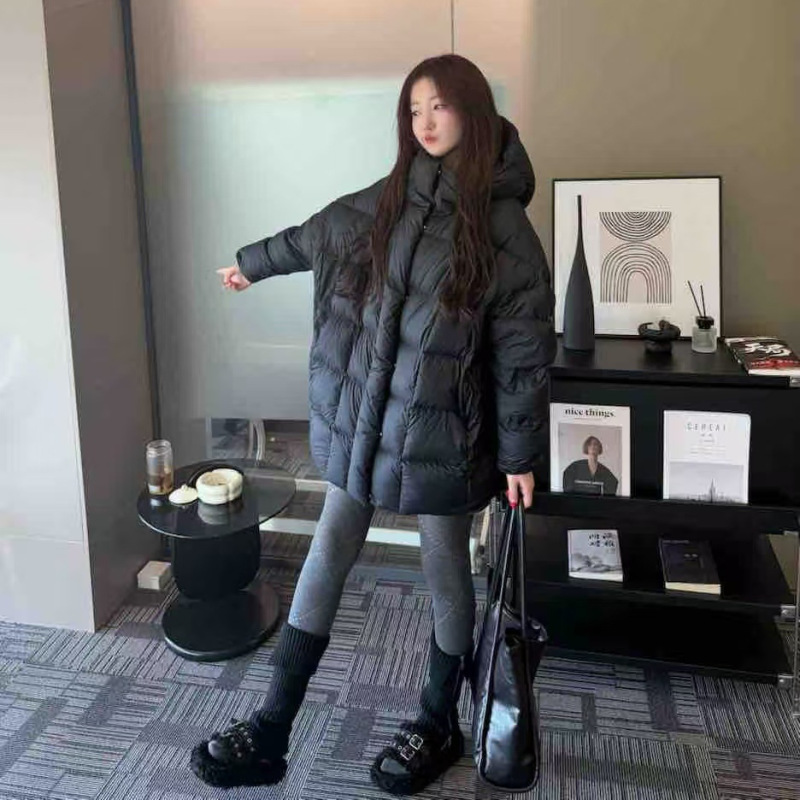 [Limited Time Special] High Fill Power 289g+ 90% White Duck down Mid-Length Hooded Puffer Jacket Thickened Bread Coat