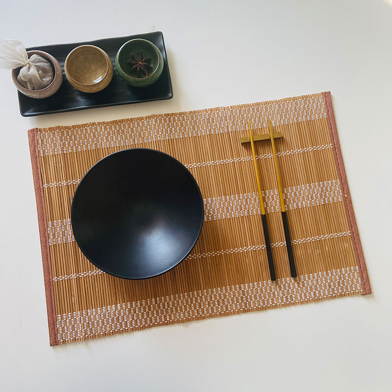 Estera de té china transfronteriza tejida de cordón de bambú cojín de mesa de té antideslizante aislante térmico cojín de té Zen