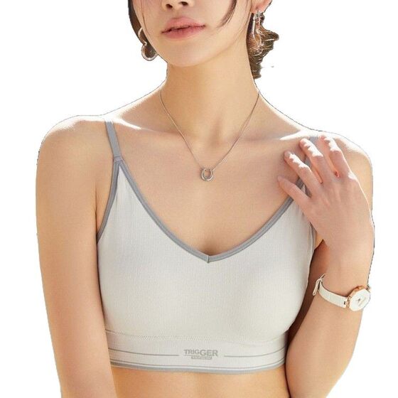 Shockproof Seamless Sports Vest Solid Color Anti-Light Gathering Thin Cup Comfortable Breathable Skin-Friendly Sports Vest for Girls