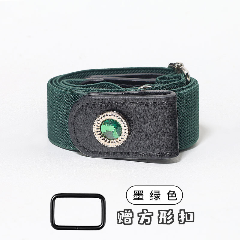 다크 그린 샤넬 스타일 탄성 벨트
