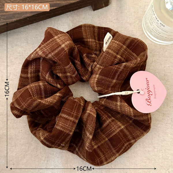 1# brown plaid large intestine hair tie