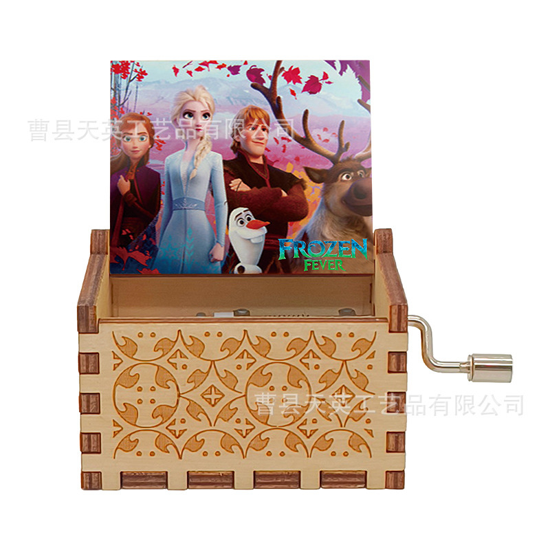 木製オルゴールの置物クラシック彫刻の美しい彩色絵手揺れ愛莎プリンセスオルゴールアナと雪の女王卸売り|undefined