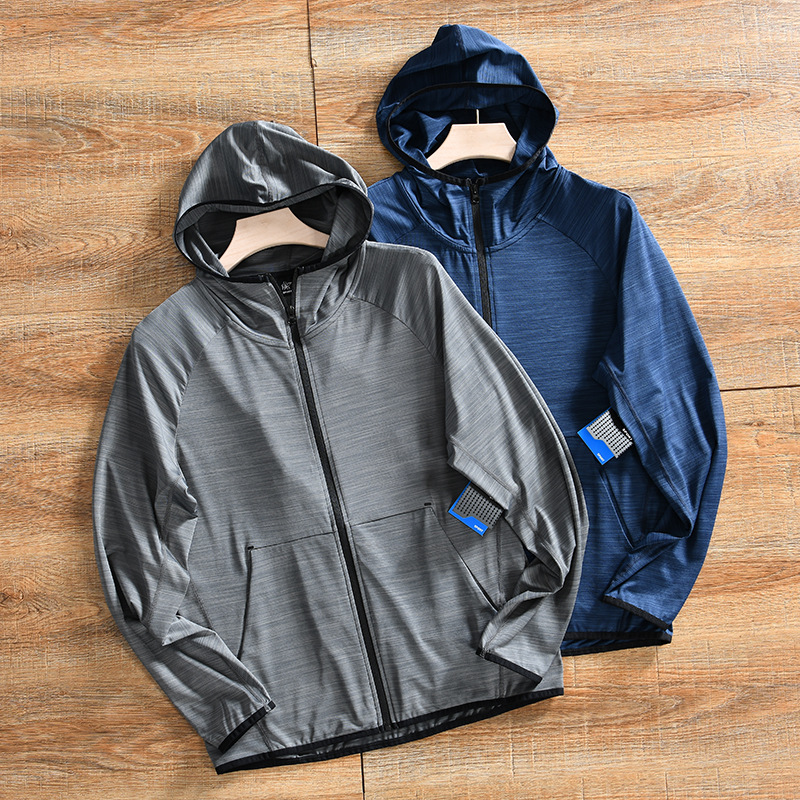 K out of the whole order! D vertical cutting quick-drying fabric spring and summer men's sports hooded cardigan quick-drying high-elastic jacket