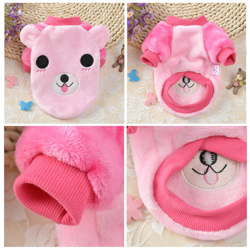 Pet clothes, winter warm flannel sweatshirts, cute cat corgi clothes, puppy autumn and winter clothes, teddy bear