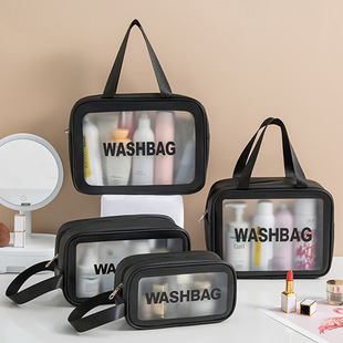 Waterproof Pvc Cosmetic Bag, Toiletry Bag, Large Capacity Travel Pu Transparent Bathing Bag, Portable Cosmetic Storage Bag for Women