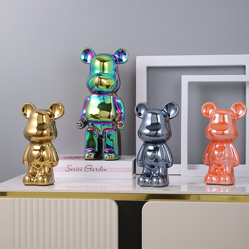 Modern violent bear electroplated ceramic ornaments cute piggy bank entrance living room bedroom desktop decoration holiday gift