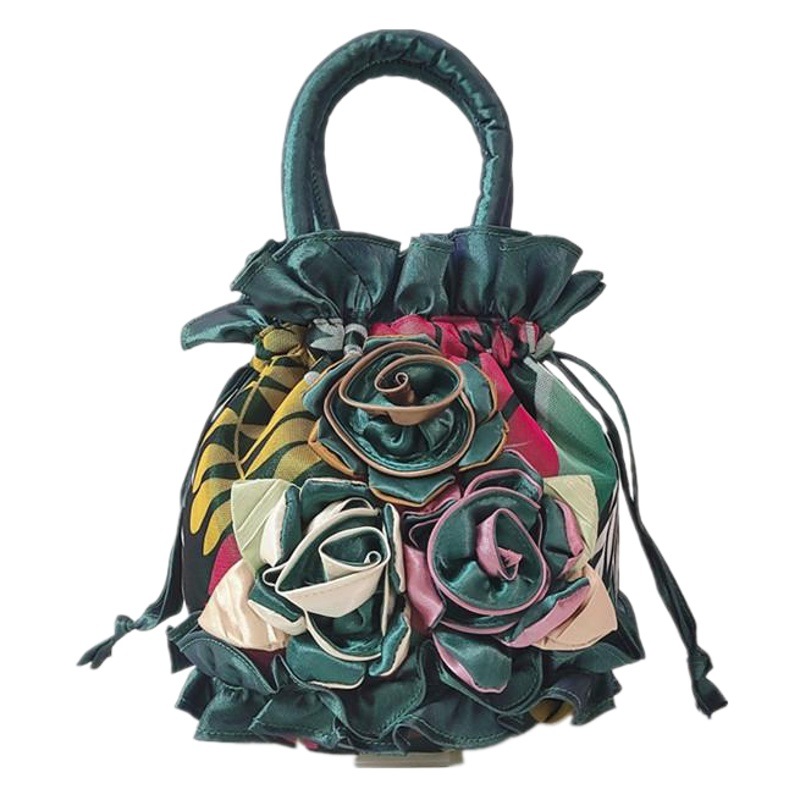Bolso del teléfono móvil bolso de flores de encaje estilo étnico cubo cordón bolsa de tela bolso de las mujeres bolso de noche bolso hanfu hecho a mano