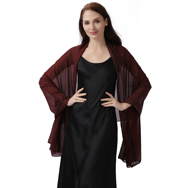 Cross-Border Goods Chiffon Starry Sky Hot Diamond Shawl Wedding Dress Evening Dress Cheongsam Prom Banquet Baby's Breath Shawl for Women
