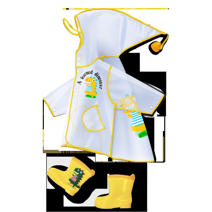 Impermeable infantil para niños y niñas 2025, estudiantes de primaria, poncho de cuerpo completo para niños de jardín de infantes con diseño de dinosaurio de dibujos animados.