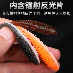 Threaded t-tailed soft bait sold by catty to catch perch, mandarin fish, cocked-mouth spiral double-color luya soft bait fake bait wholesale