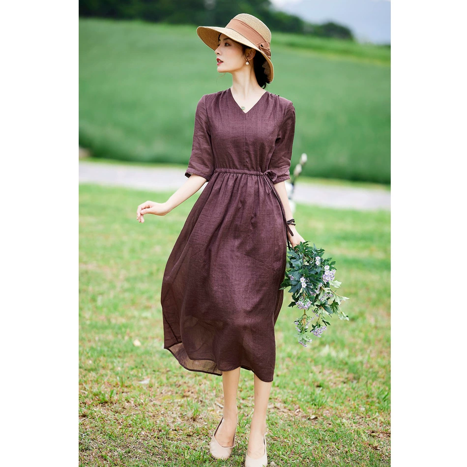 Оригинальное Новое Женское художественное платье с V-образным вырезом, женское жаккардовое элегантное приталенное длинное платье на шнуровке с талией