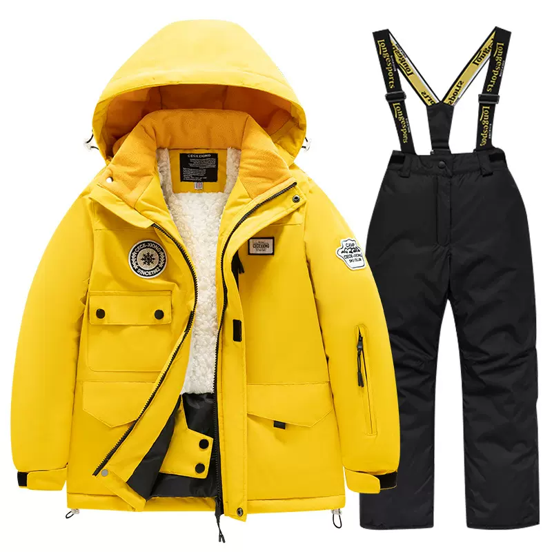 冬季儿童滑雪服套装男童加厚保暖防水防风专业连体女童滑雪背带裤