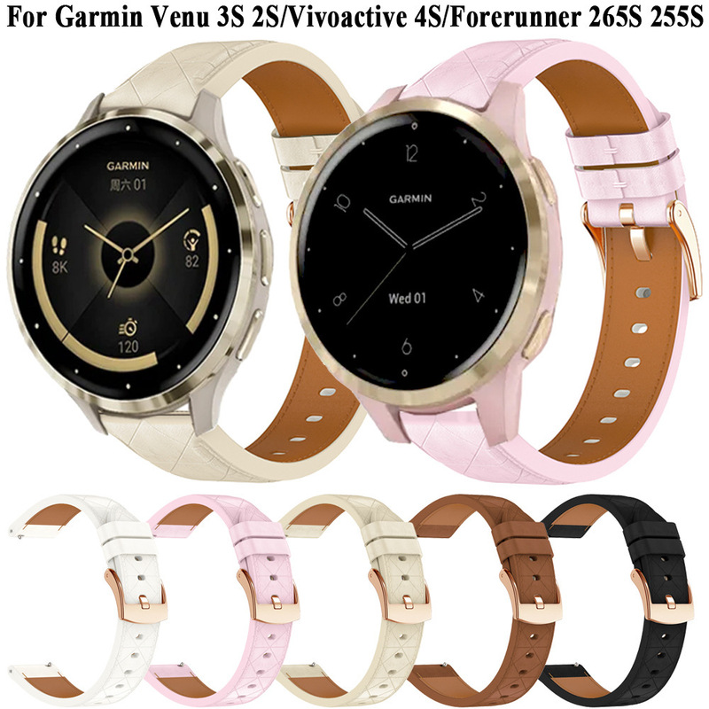 18mm 20mm Suitable for Garmin Venu3S/Vivoactive4S Huawei Gt5 41mm Square Leather