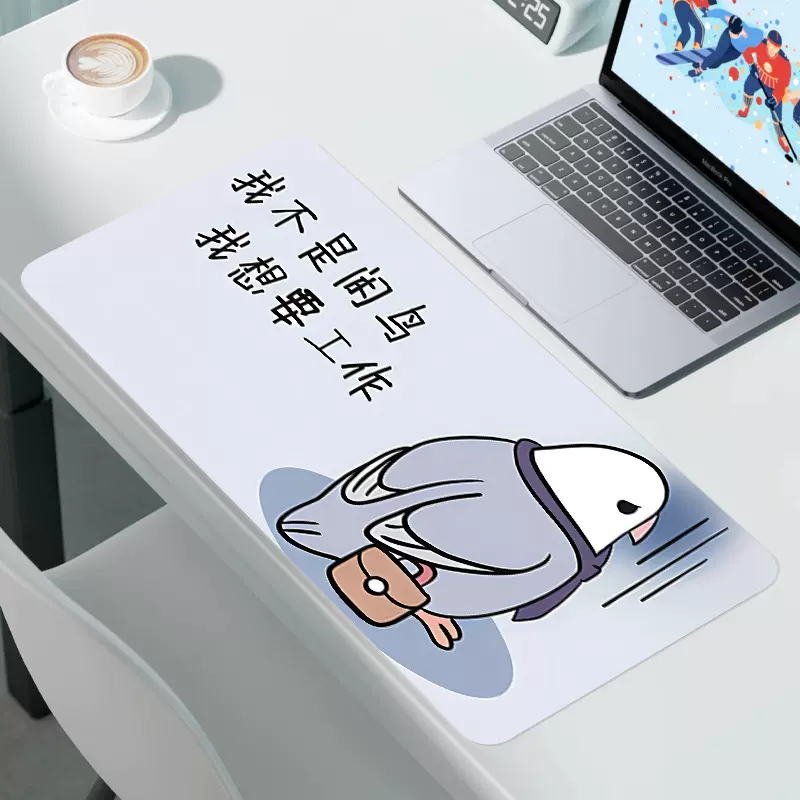 可爱芋圆小鸟超大号高颜值鼠标垫防滑锁边卡通桌垫加厚键盘垫子