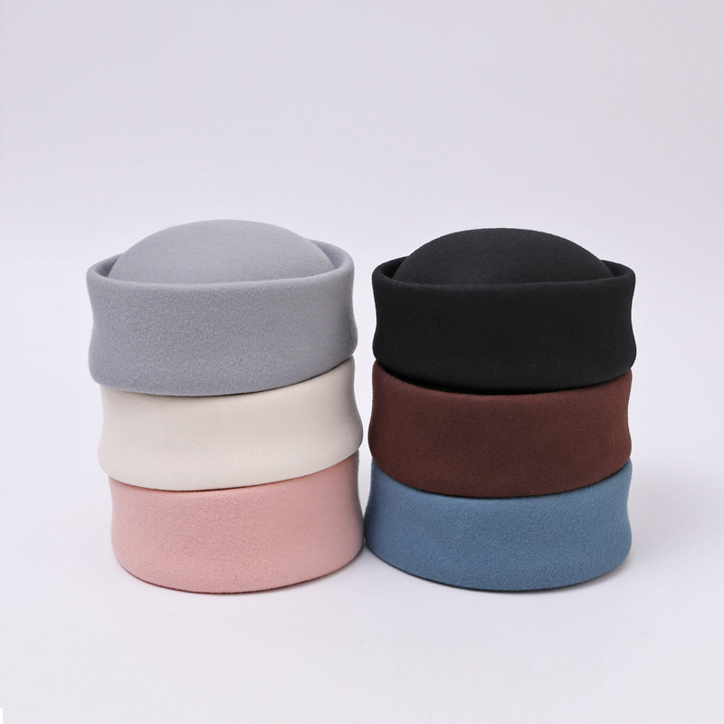 Niche High-End Style Pillbox Hat, New Autumn Model, British Retro Pure Wool Beret, Fashionable Small Hat, Stewardess Hat