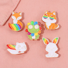 Cute Rainbow Animal Brooches from Europe and America: Colorful Rabbit, Fox, and Frog Designs for Clothes, Bags, and Accessories—Perfect as Decorative Badges or Pins