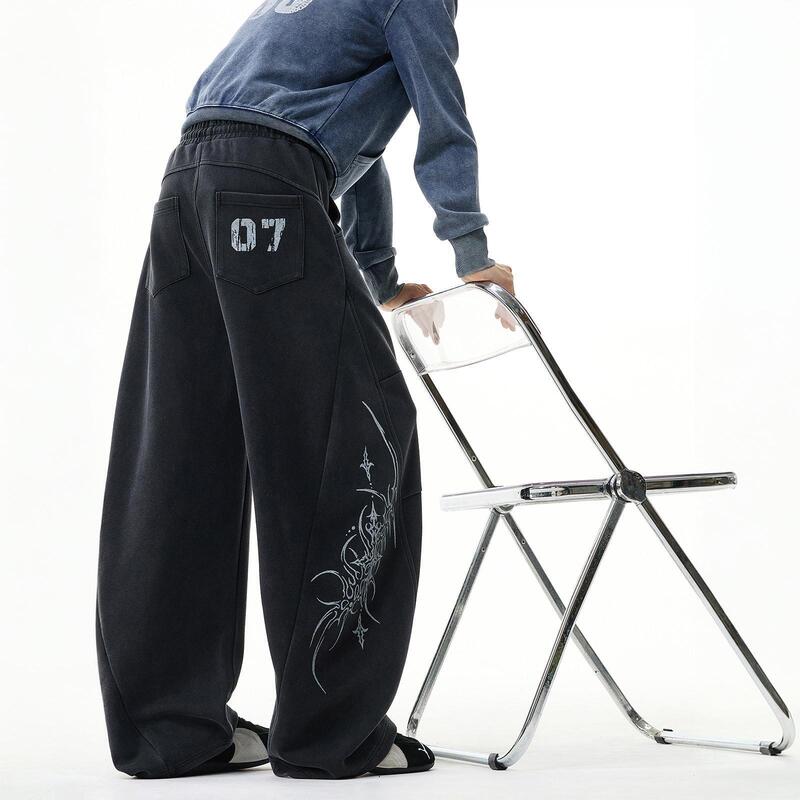 American-Style Washed Deconstructed Printed Sweatpants for Men and Women, Autumn Trendy Brand Drapey Printed Casual Pants, Loose Vintage Wide-Leg Pants American-Style Washed Deconstructed Printed Sweatpants for Men and Women, Autumn Trendy Brand Drapey Printed Casual Pants, Loose Vintage Wide-Leg Pants