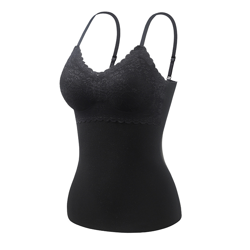 Camisola térmica de terciopelo de doble cara con almohadilla en el pecho top de ropa interior térmica sin costuras de cachemir de seda para mujer