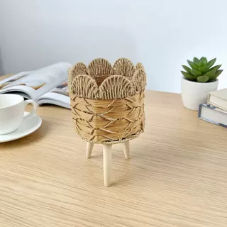 Cesta de Flores Decorativa Tejida a Mano de Cuerda de Papel para Sala de Estar y Oficina image 58