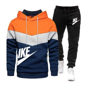 Cross-Border New Autumn and Winter Trendy Brand Fashion Multi-Color Splicing Hooded Sweatshirt Jacket Men's Casual and Comfortable Suit