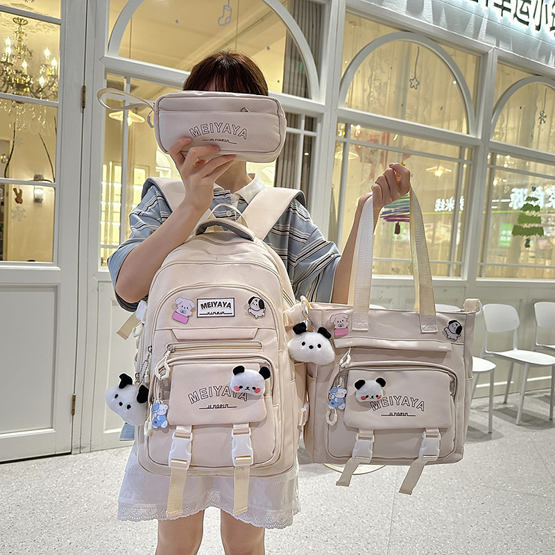 2025 New Korean Style Three-Piece Backpack Set, New Student School Bag for Women, Large Capacity, Fashionable Casual Backpack Wholesale 2025 New Korean Style Three-Piece Backpack Set, New Student School Bag for Women, Large Capacity, Fashionable Casual Backpack Wholesale