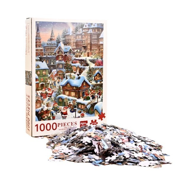 冬のクリスマス雪景色パズル成人版1000枚クリスマス減圧手作り玩具室内壁飾り|undefined