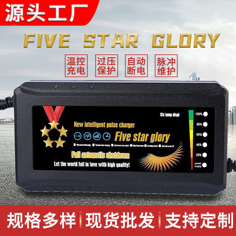 Electric Vehicle Charger Cross-Border Direct Supply Six-Light Display Power Pulse Repair Five-Star Glory Battery Vehicle Charger Electric Vehicle Charger Cross-Border Direct Supply Six-Light Display Power Pulse Repair Five-Star Glory Battery Vehicle Charger