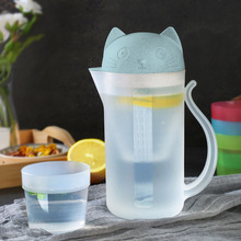安雅泡柠檬水冷猫咪水壶凉水壶套装塑料家用耐热便携茶壶带过滤网