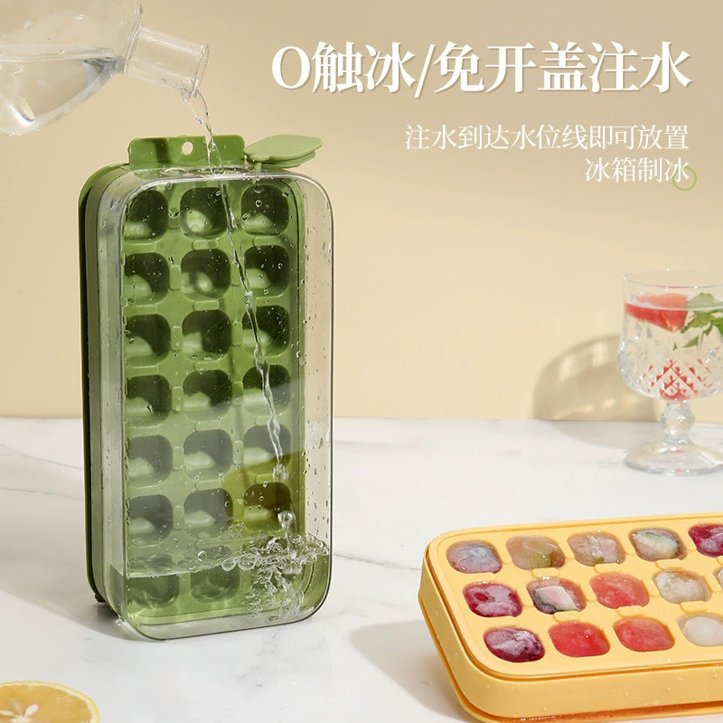 Ледяная решётка для льда Форма для пищевых продуктов Нажатие на ледяную решётку Домашняя коробка для льда с крышкой Домашняя коробка для хранения льда для замороженных кубиков льда 21 сетка