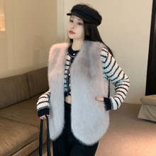 冬新款仿狐狸毛皮草马夹马甲女短款毛毛背心外穿韩版百搭坎肩