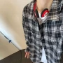 宽松格子秋季美式衬衣