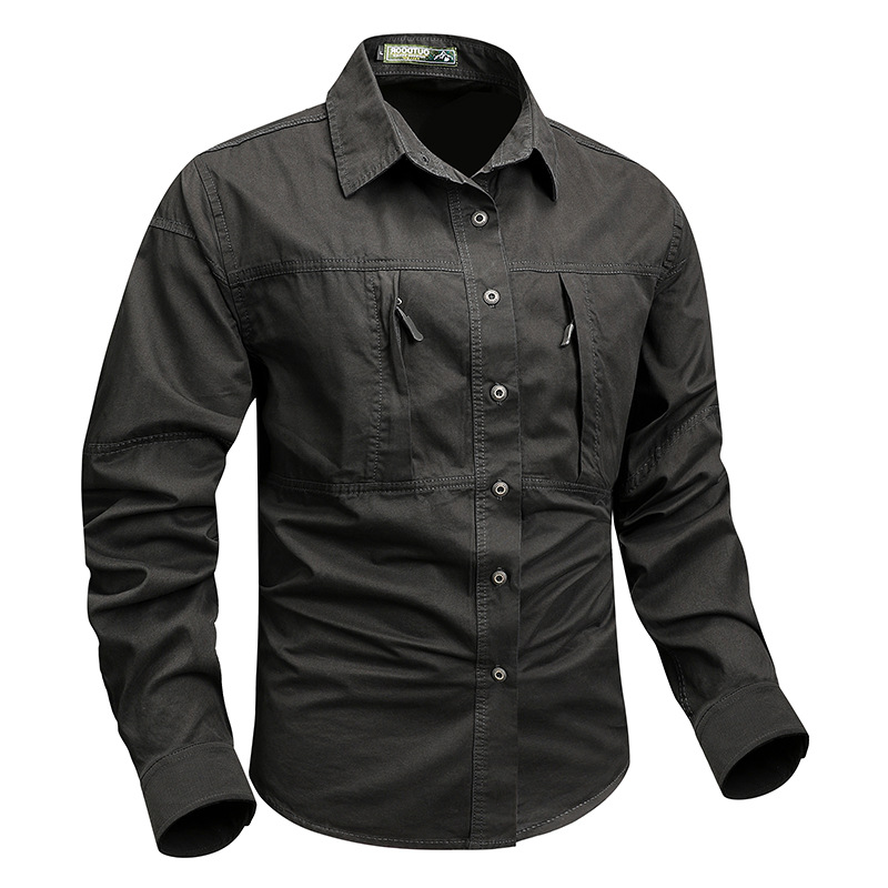 Camisas de manga larga de marca de moda para hombres 2024 bolsillo de primavera y otoño nuevo estilo de herramientas no escaldadas chaqueta japonesa con solapa de ropa casual para hombres