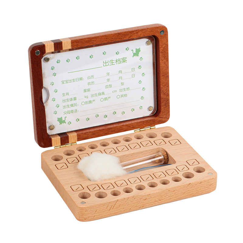 Caja de almacenamiento grande de madera para dientes de leche, cabello fetal y cordón umbilical, regalo de cumpleaños creativo para niños, pequeño regalo