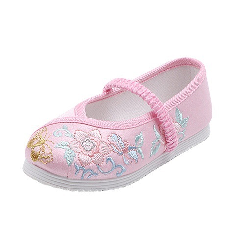 New Children's Hanfu Shoes with Chinese Style Ancient Costume Shoes, Soft Sole, Old Beijing Fabric Shoes, Handmade Girls' Embroidered Shoes