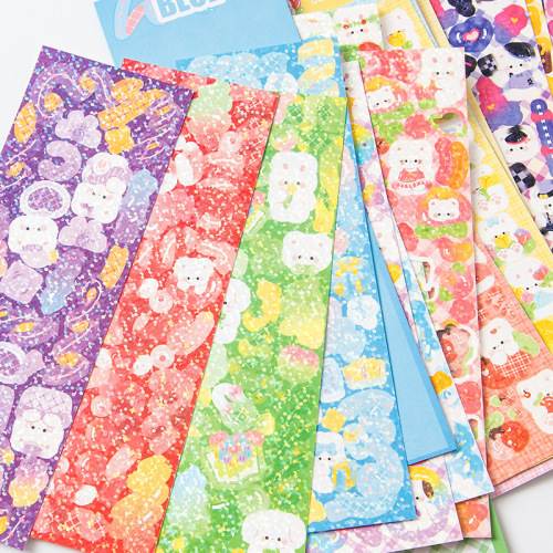 Laser goo card stickers for children, non-repeating diy handbook material decorative stickers, Korean girl heart ins stickers wholesale