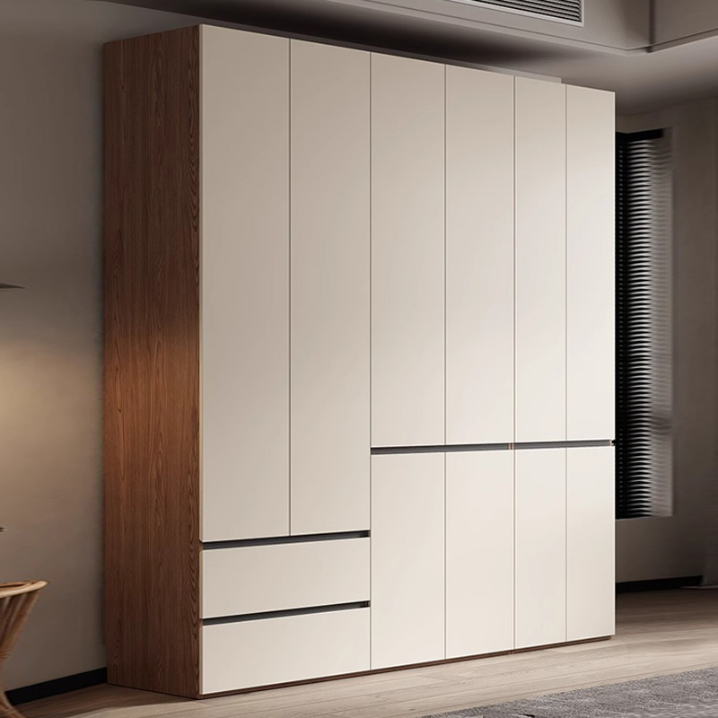 ✅ All-Oak Solid Wood Wardrobe, Simple Modern Style, Home Bedroom, Handle-Free Cabinet, Adult Storage, Large Capacity