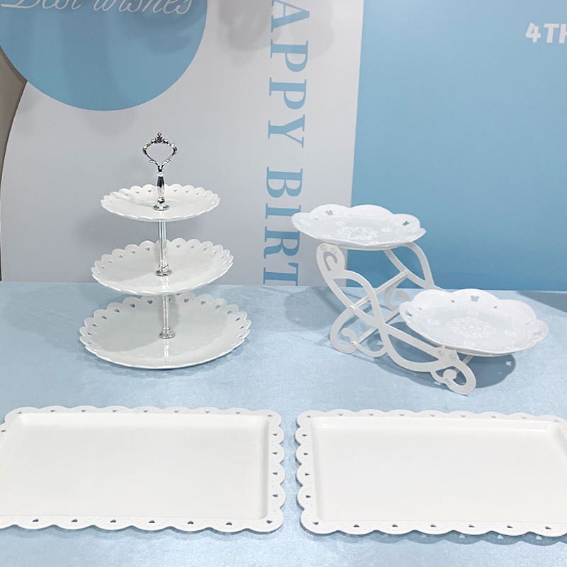 Tabla de descanso de té bandeja de pastel de aniversario decoración tabla de postres estante de exhibición de té de la tarde estante de dulces platos de recepción