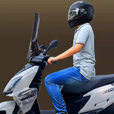 Front Windshield, Suzuki — Motorcycle front windshield - 50cm-brown-acrylic-glass-with-stainless-steel-adjustable-stand