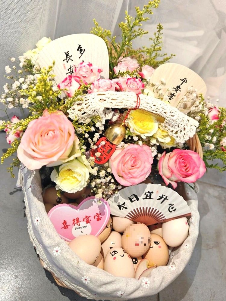 月子鸡蛋花篮diy材料包手提篮送礼物编织篮装鸡蛋闺蜜产妇水果篮