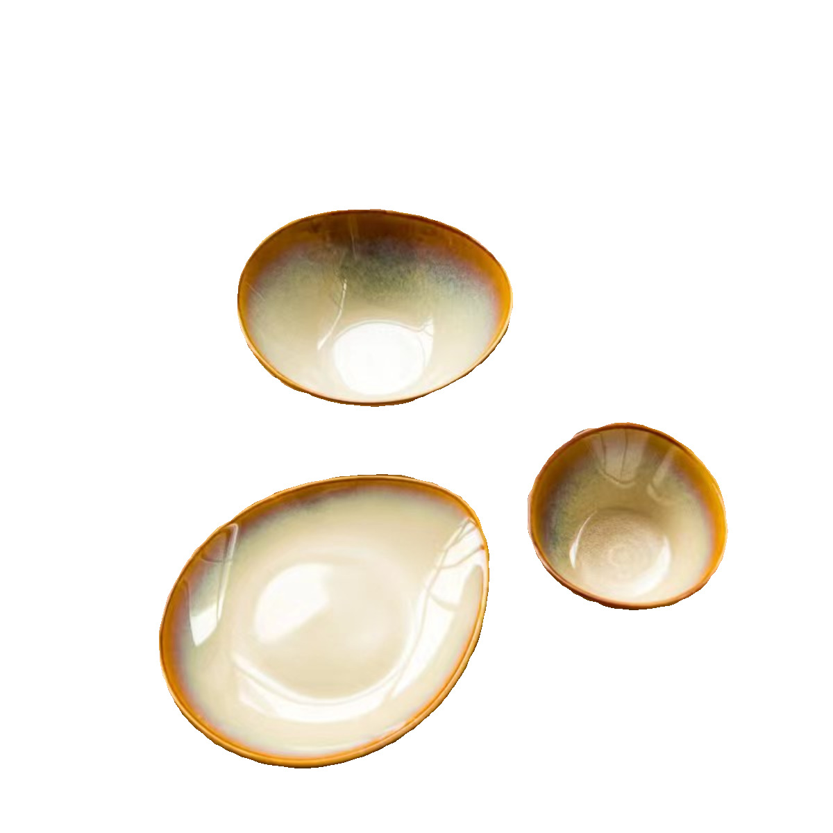 Tazón de cerámica para ensalada, plato de sopa, plato irregular para hotel y uso doméstico, Luzhuang LZ Bangkok, color marrón miel.