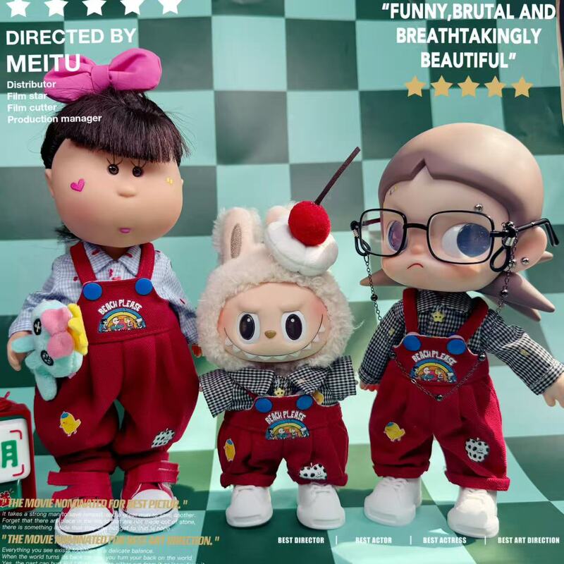 Only Selling Clothes: Labubu Zsiga Potato Girl Doll Clothes, Cute Plaid Shirt, Red Overalls Set, Doll Clothes Only Selling Clothes: Labubu Zsiga Potato Girl Doll Clothes, Cute Plaid Shirt, Red Overalls Set, Doll Clothes