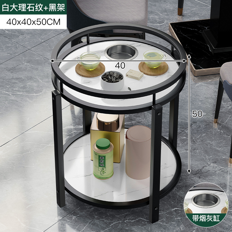 Mesa de Mahjong mesa lateral estante de té de doble capa redonda sala de ajedrez dedicado Cenicero mesa de té Mahjong mesa lateral pequeña mesa de té