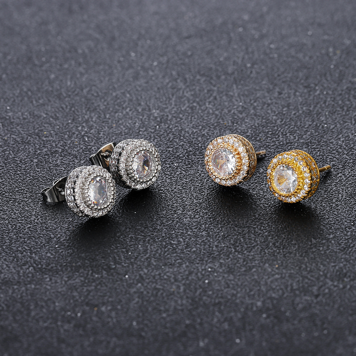 Earrings, Ear Studs Classification 1 Pair IG Style Hip-Hop Geometric Copper Zircon Men's Unisex Earrings Ear Studs