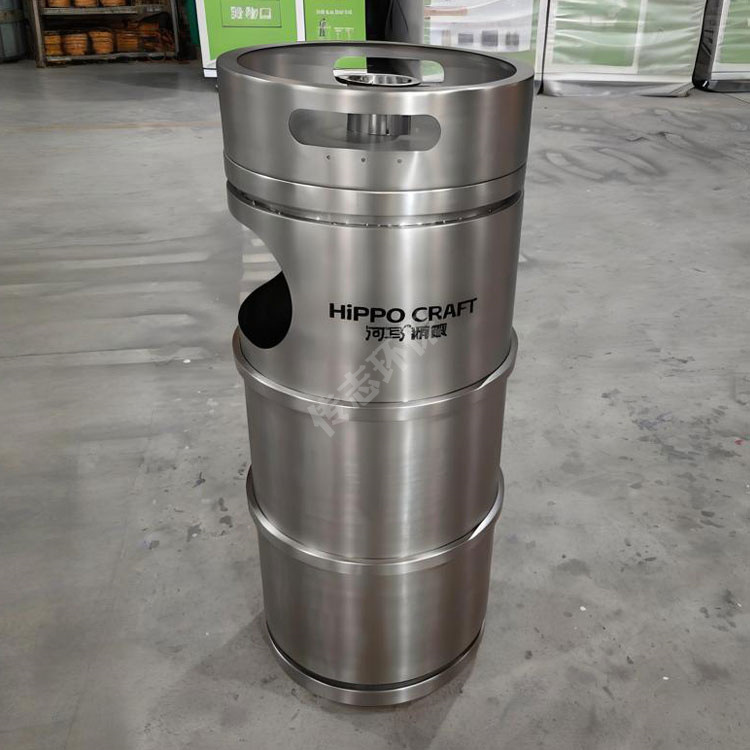 商用不锈钢圆柱垃圾桶室内大号加厚静音办公室酒店商场金属果皮箱