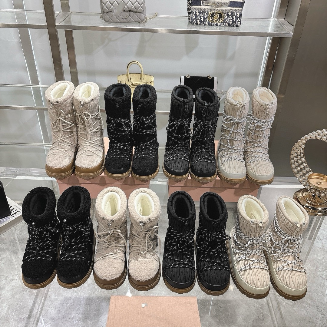 European station 2024 autumn and winter miu thick-soled snow boots…