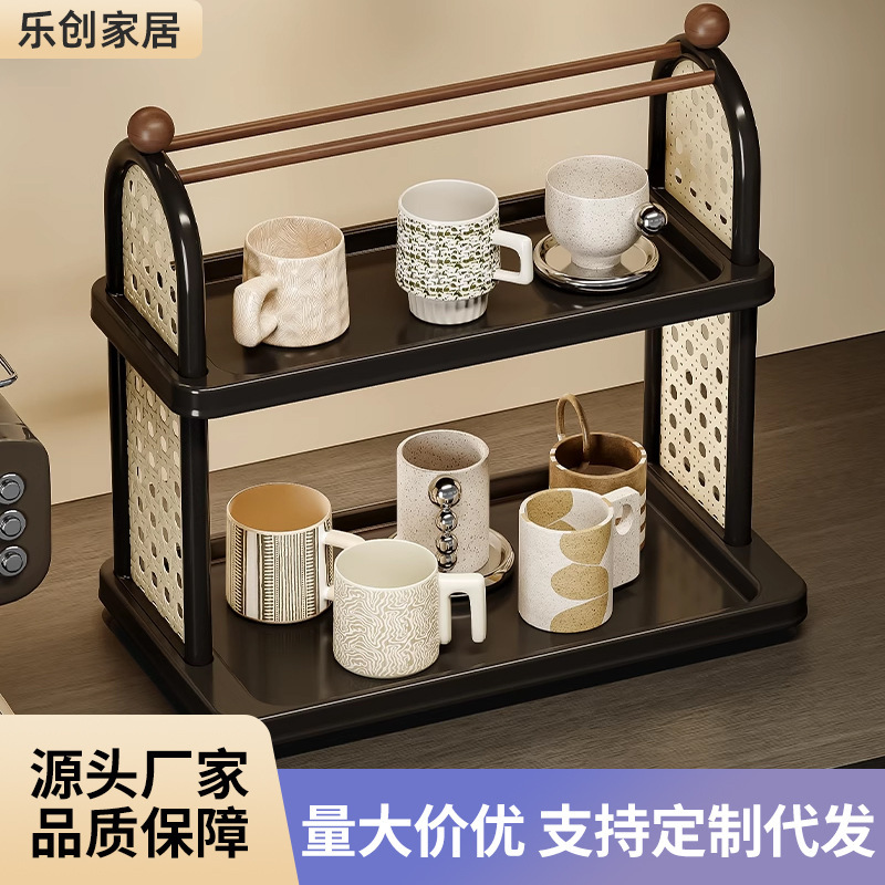 デスクトップハイエンドプラスチック収納ラック大容量オープンウォーターカップラック厚く高められた家庭用ライト高級収納ラック|undefined