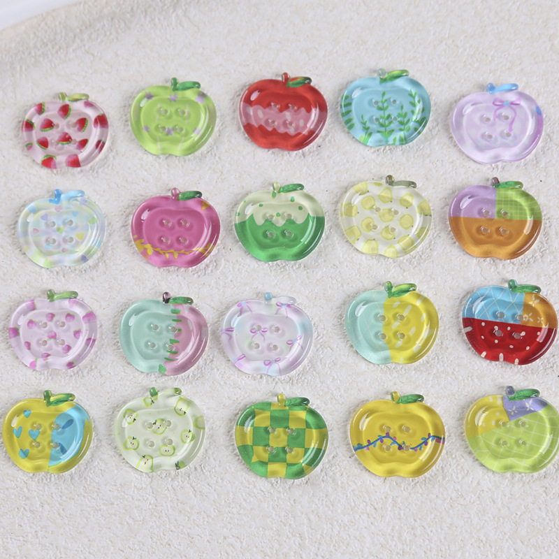 春夏の新クリアプリントアップルボタンアクセサリー DIY 衣類ボタン下駄装飾携帯電話ケースアクセサリー|undefined